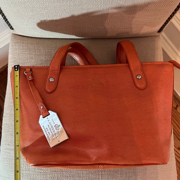 PRICE DROP*Make offer* LAUREN Ralph Lauren Orange Snake Skin Pattern Purse - Picture 7 of 16